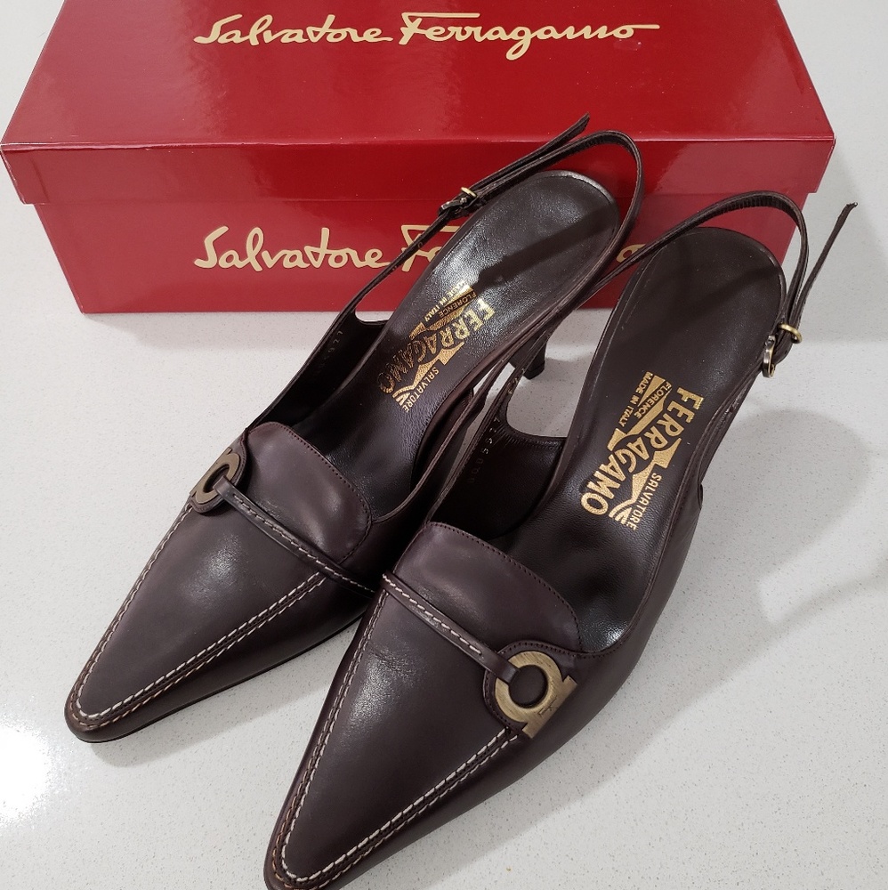 Ferragamo Ginette Pointed Slingback Heels